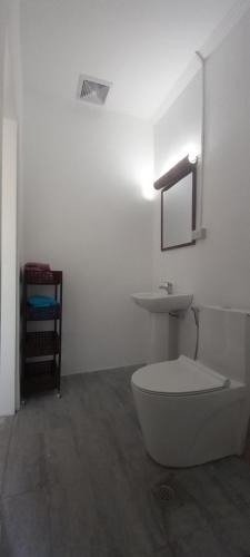 ein weißes Bad mit einem Waschbecken und einem WC in der Unterkunft Bamboo Garden Tourist Inn in Carmen