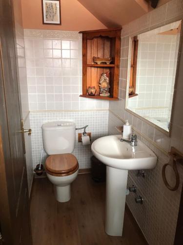 a bathroom with a toilet and a sink at Casa Lucía in Breña Baja