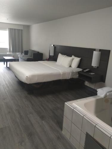 a hotel room with a bed and a bath tub at Quality Inn & Suites Wilsonville in Wilsonville