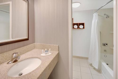 a bathroom with a sink and a shower at Courtyard Detroit Southfield in Southfield