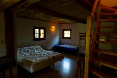 a bedroom with two bunk beds and a ladder at Chalet Edelweiss in Hérémence