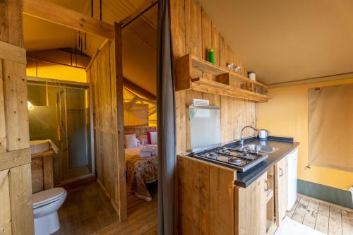 kuchnia ze zlewem i toaletą w pokoju w obiekcie Tenuta Delle Ripalte w mieście Capoliveri