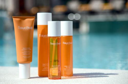 a group of three products sitting on a table at Mulino Luxury Boutique Hotel in Buje
