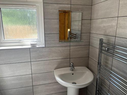 a bathroom with a sink and a mirror at Country View Lodge in Bratton