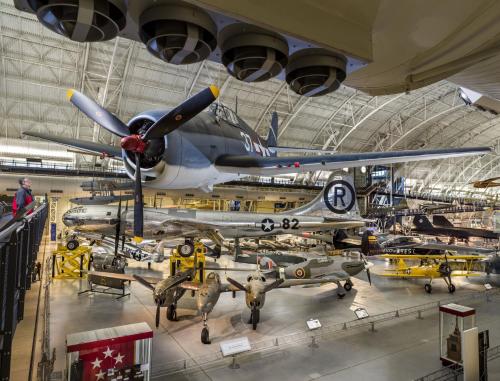 an airplane museum with many different planes on display at Crowne Plaza Dulles Airport by IHG in Herndon