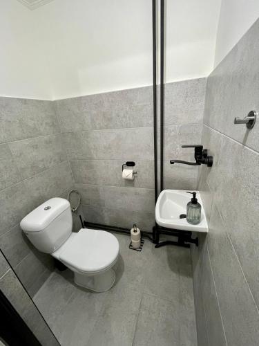 a bathroom with a toilet and a sink at Dorfel in Košice