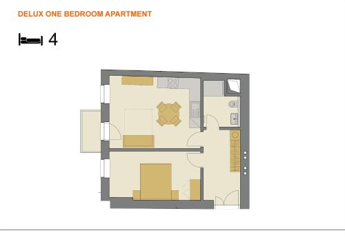 Půdorys ubytování DownTown Suites Rubesova