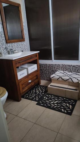 łazienka z umywalką i blatem z umywalką w obiekcie Casa Isa w mieście Ezeiza