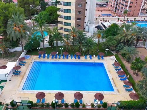 einen Blick über den Pool eines Resorts in der Unterkunft Apartamento Benidorm Luxury Levante in Benidorm