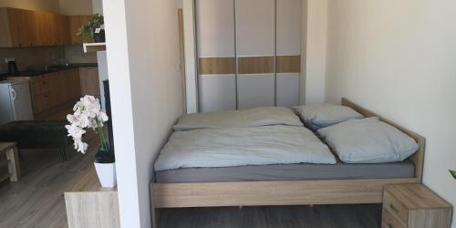 1 cama con 2 almohadas en una habitación en dvojizbáč 2 en Trenčín