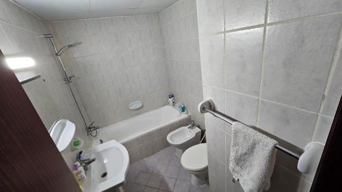 a bathroom with a toilet and a sink at Al Ahmer Apartments in Dubai