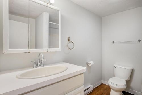 a white bathroom with a sink and a toilet at South Boston 2br w building wd nr seaport BOS-912 in Boston