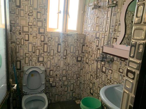 łazienka z toaletą i umywalką w obiekcie Grace apartment w mieście Ofatedo