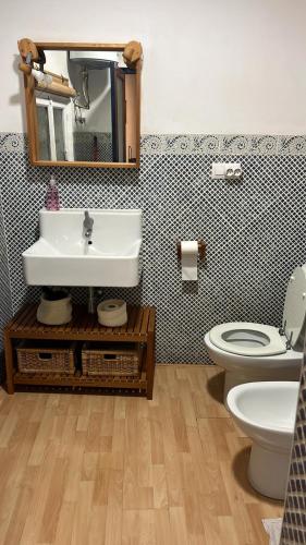 a bathroom with a sink and a toilet at CASA ANTONIO in Murcia