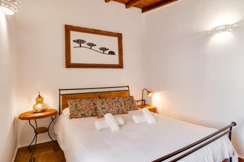 Giường trong phòng chung tại Casa do Tintejo