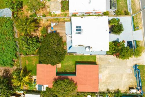 an overhead view of a house with orange roof at Jobos Beach Apt #2 near food truck and beach in Isabela