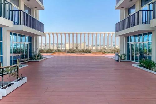 a view from the balcony of a building at Studio in Al Furjan - Near Metro Dubai & Expo 2020 in Dubai