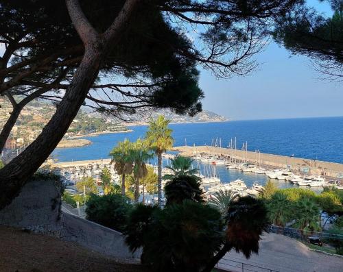 a view of a marina with boats in the water at Magici ricordi-Bordighera in Bordighera