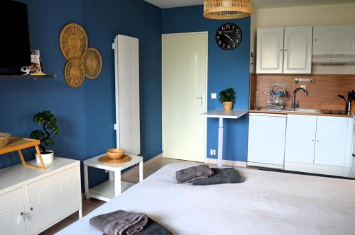 Una cocina o zona de cocina en Le Petit Matelot, studio fonctionnel avec loggia
