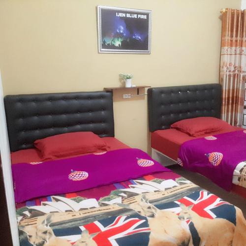 a bedroom with two beds at Dannu's Homestay Ijen and Bromo Tour in Banyuwangi