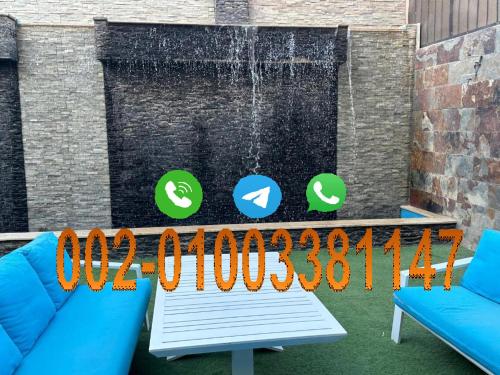 Trio villa with falls in compound فلا بحديقة كبيره وشلالات صناعية