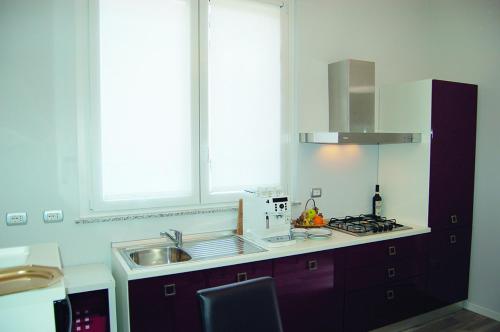 a kitchen with a sink and a counter top at B&B dei Gemelli in Bareggio