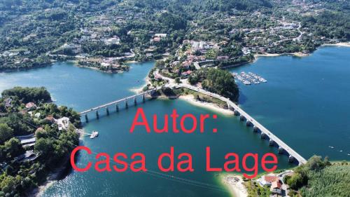 an aerial view of a bridge over a lake at Casa da Lage - Gerês in Vieira do Minho
