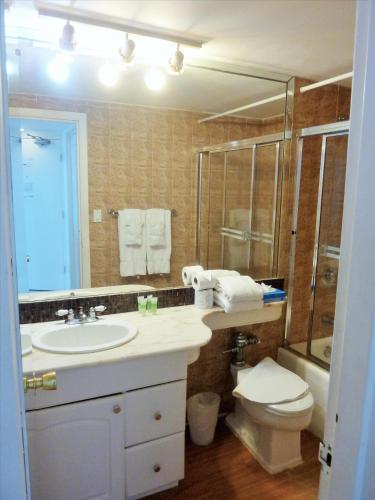 a bathroom with a sink and a toilet at Castle 1120 Bayview Studio, Beach access, Pool, Tennis, Free parking in Miami Beach