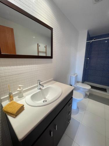 y baño con lavabo y aseo. en Apartamento en Olvan, Berguedà - ALBERGA, en Olvan