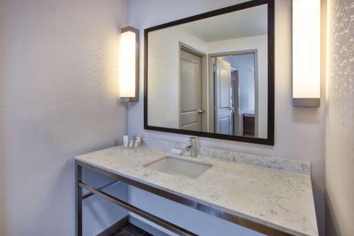 a bathroom with a sink and a mirror at Hilton Garden Inn Chesterton in Chesterton