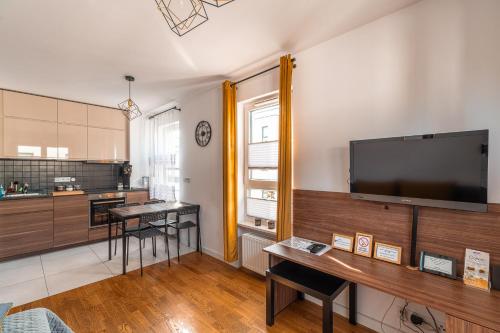 TV a/nebo společenská místnost v ubytování Apartament Chmielna Loft