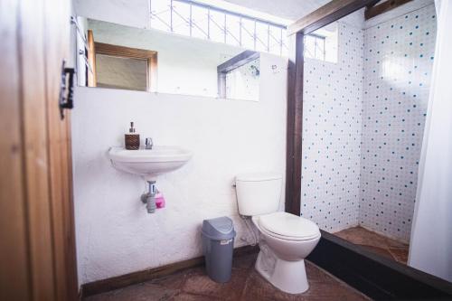 ein Bad mit einem WC und einem Waschbecken in der Unterkunft FINCA PUNTA PALMA in Armenia