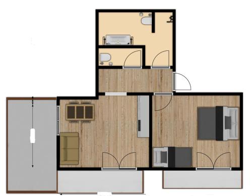 a floor plan of a small house with asection at Chic lodge-apartments in Ehrwald