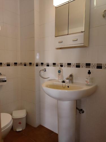 a bathroom with a sink and a toilet at Casa Mirian in Arroyo Frio