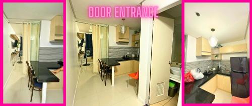 two pictures of a kitchen with a table and a room at Affordable And Cheapest Deluxe Studio Unit In Manila with Balcony Upto 40 percent Promo Discount This Month Plus Free Sauna And Pool Access Nearby Places Manila Bay US Embassy Minutes To MOA BGC MAKATI Updated 2024 Price in Manila