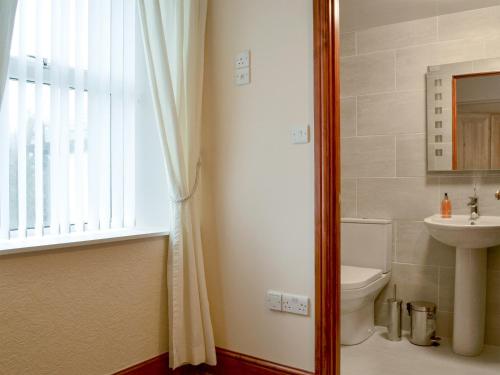 a bathroom with a toilet and a sink and a window at The Beeches in Bassenthwaite