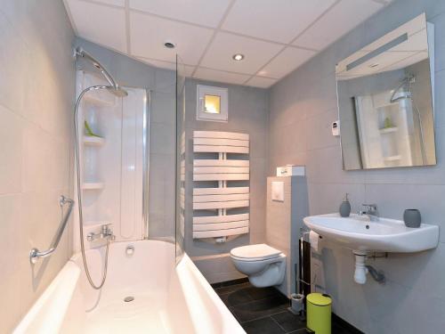 a bathroom with a shower and a sink and a toilet at Charmant F2 avec jardin privatif, climatisation, et parking - Au cœur du vignoble alsacien ! - FR-1-744-1 in Bergholtz
