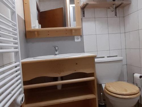 een badkamer met een wastafel en een toilet bij Studio Albiez-Montrond, 1 pièce, 4 personnes - FR-1-618-37 in Albiez-Montrond