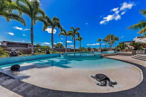 a swimming pool with two seals in the middle at Mirage Whitsundays in Airlie Beach