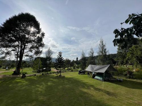 a tent in the middle of a grass field at แคมป์คาฟ จันทบุรี ( Kamp Kaff) in Ban Khlong Som (1)