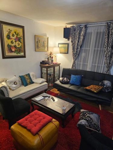 un salon avec un canapé et une table dans l'établissement Appartement 50 m2, à Paris