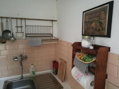 cocina con fregadero y encimera en Del Nobile Apartment, en Turín