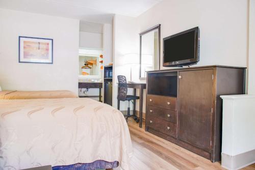 a bedroom with a bed and a television on a dresser at Quality Inn & Suites Aiken East in Aiken