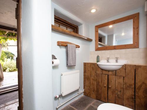 a bathroom with a sink and a mirror at Little Millhayes in Thorverton