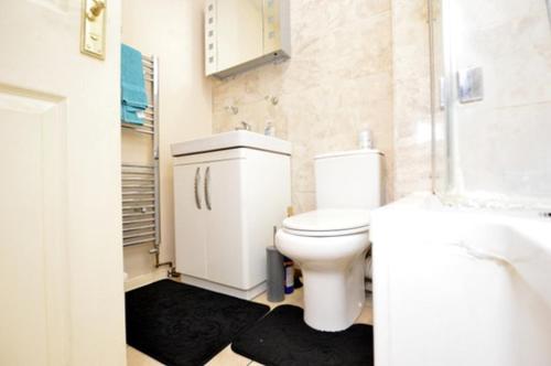 a bathroom with a white toilet and a sink at CROWN HOUSE in London