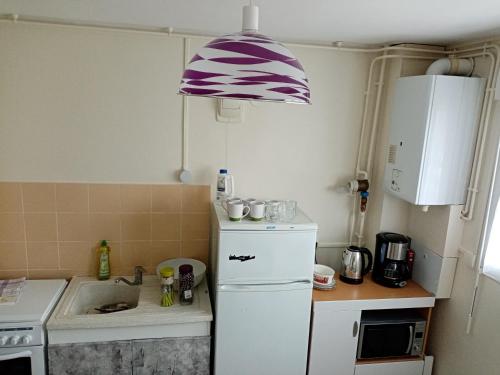 a small kitchen with a refrigerator and a sink at Home Sweet Home (HSH) in Poitiers