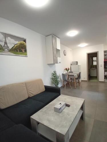 a living room with a couch and a table at Nový byt Liberec 30 in Liberec