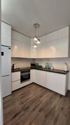 Η κουζίνα ή μικρή κουζίνα στο Apartament JK 47 A z miejscem postojowym w garażu