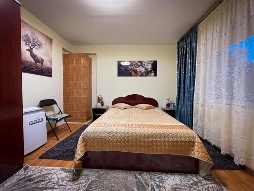 1 dormitorio con 1 cama en una habitación en Căsuța Măriuca, en Greci