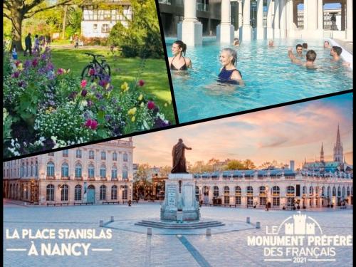 Bazén v ubytování Proche Nancy centre, à quelques pas des Thermes et du campus ARTEM, appartement calme avec parking gratuit nebo v jeho okolí